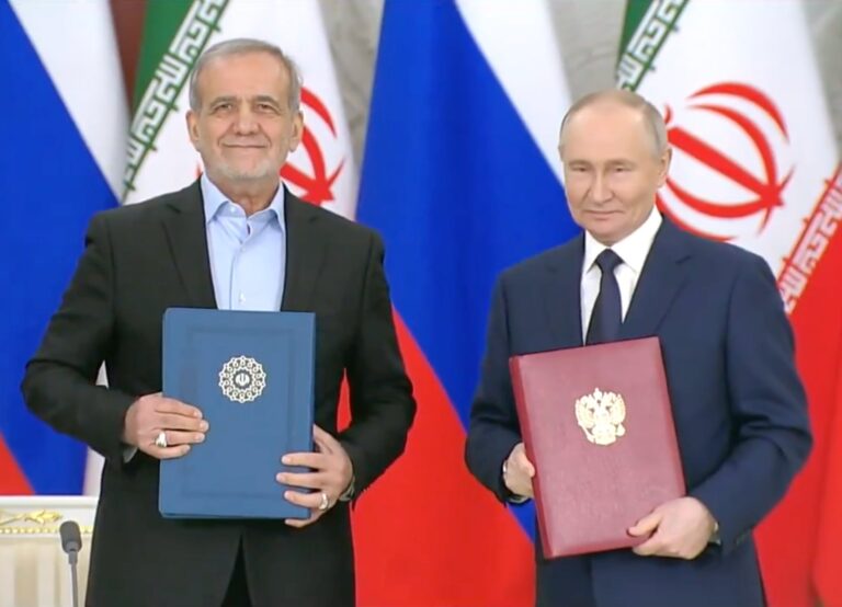 Russia and Iran Sign a Partnership Treaty to Deepen Their Ties in the Face of Western Sanctions