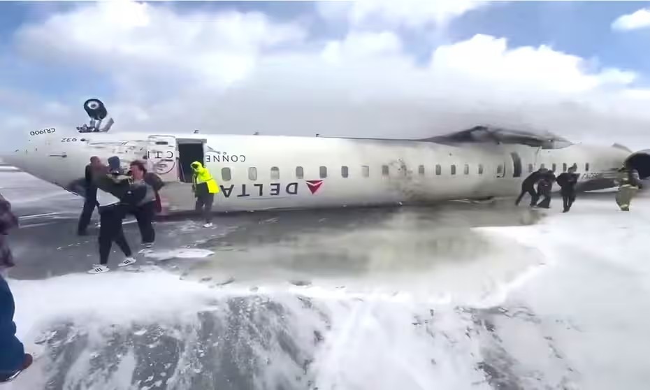 Delta Plane Flips on Landing at Toronto Airport, Injuring 19